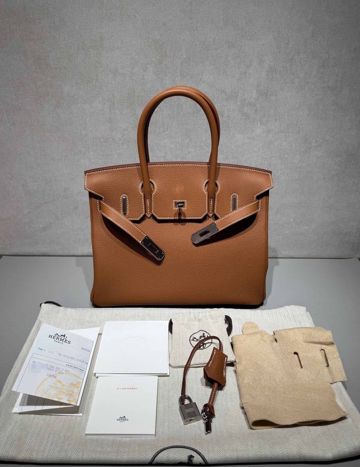 HERMÈS Birkin 30 Gold (37) Togo Palladium hardware K (2025)