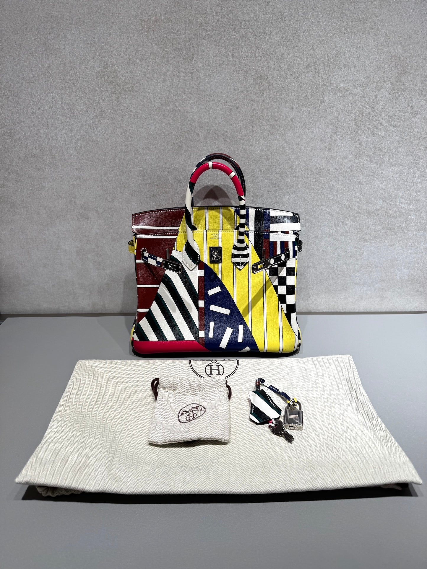 HERMÈS Limited Edition Birkin 25 One Two Three and Away We Go Multi-color Swift Palladium hardware D (2019)