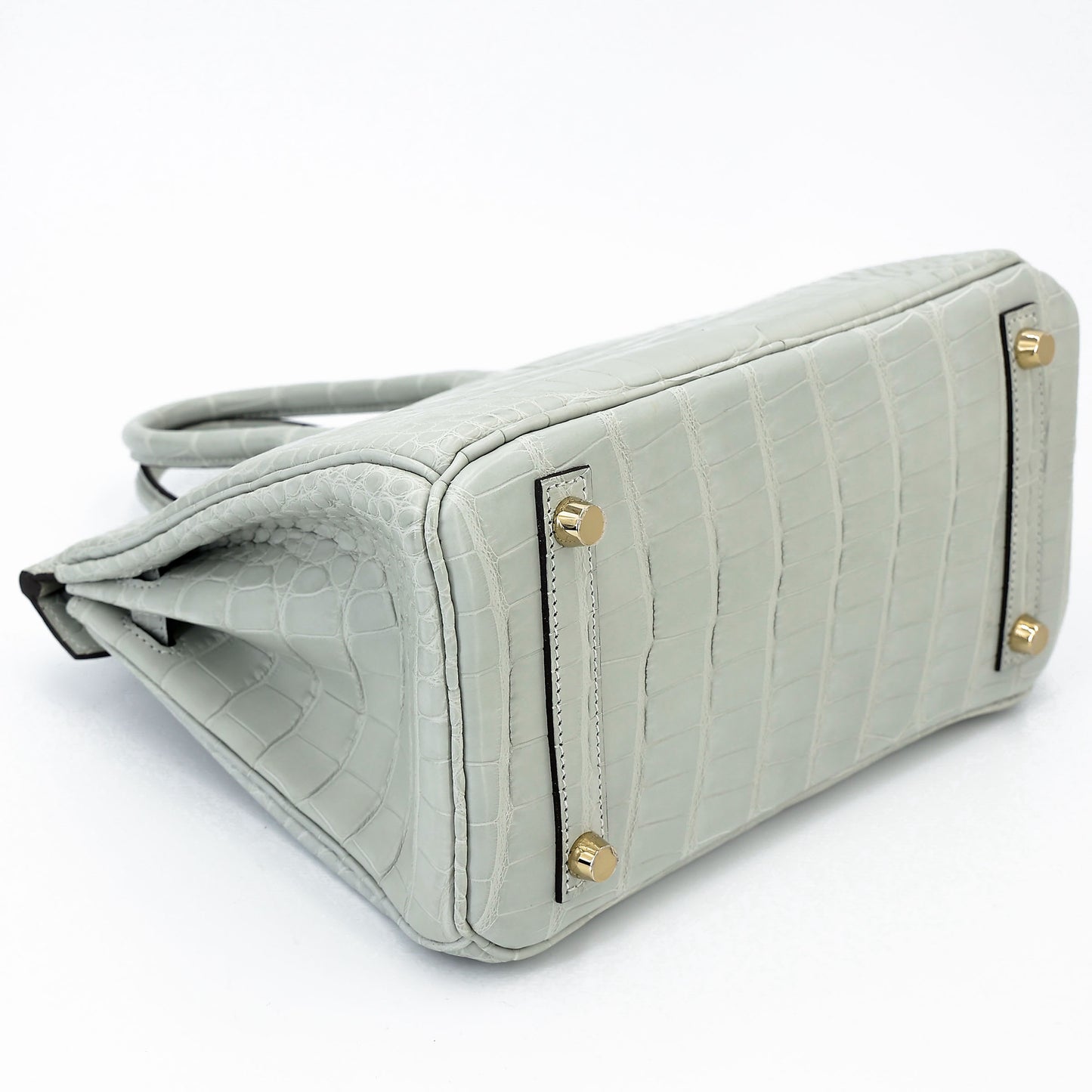 HERMÈS Birkin 25 Gris Neve (0W) Matte Alligator Gold hardware K (2025)