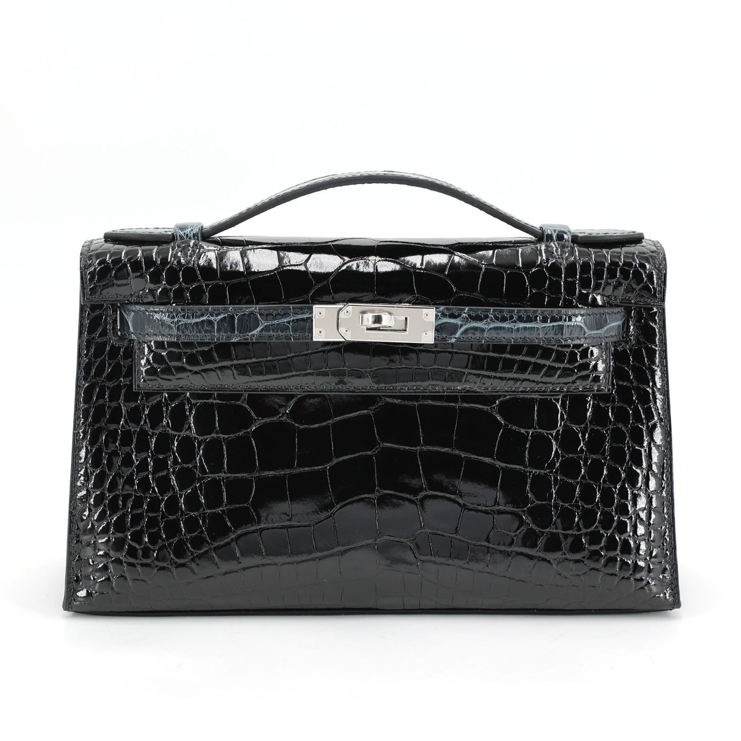 HERMÈS Special Order Kelly Pochette HSS Vert Rousseau (V0) Noir (89) Shiny Alligator Palladium hardware K (2025)