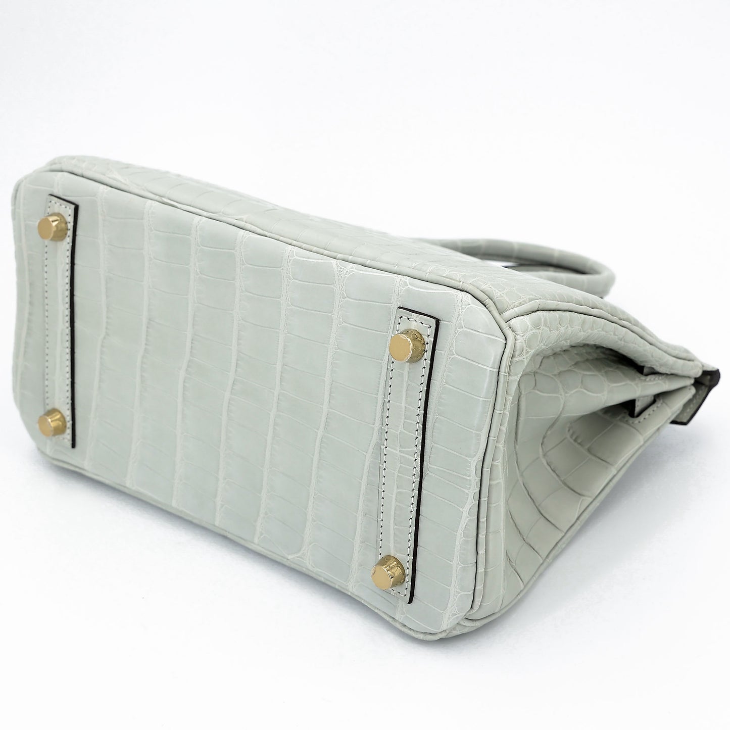 HERMÈS Birkin 25 Gris Neve (0W) Matte Alligator Gold hardware K (2025)