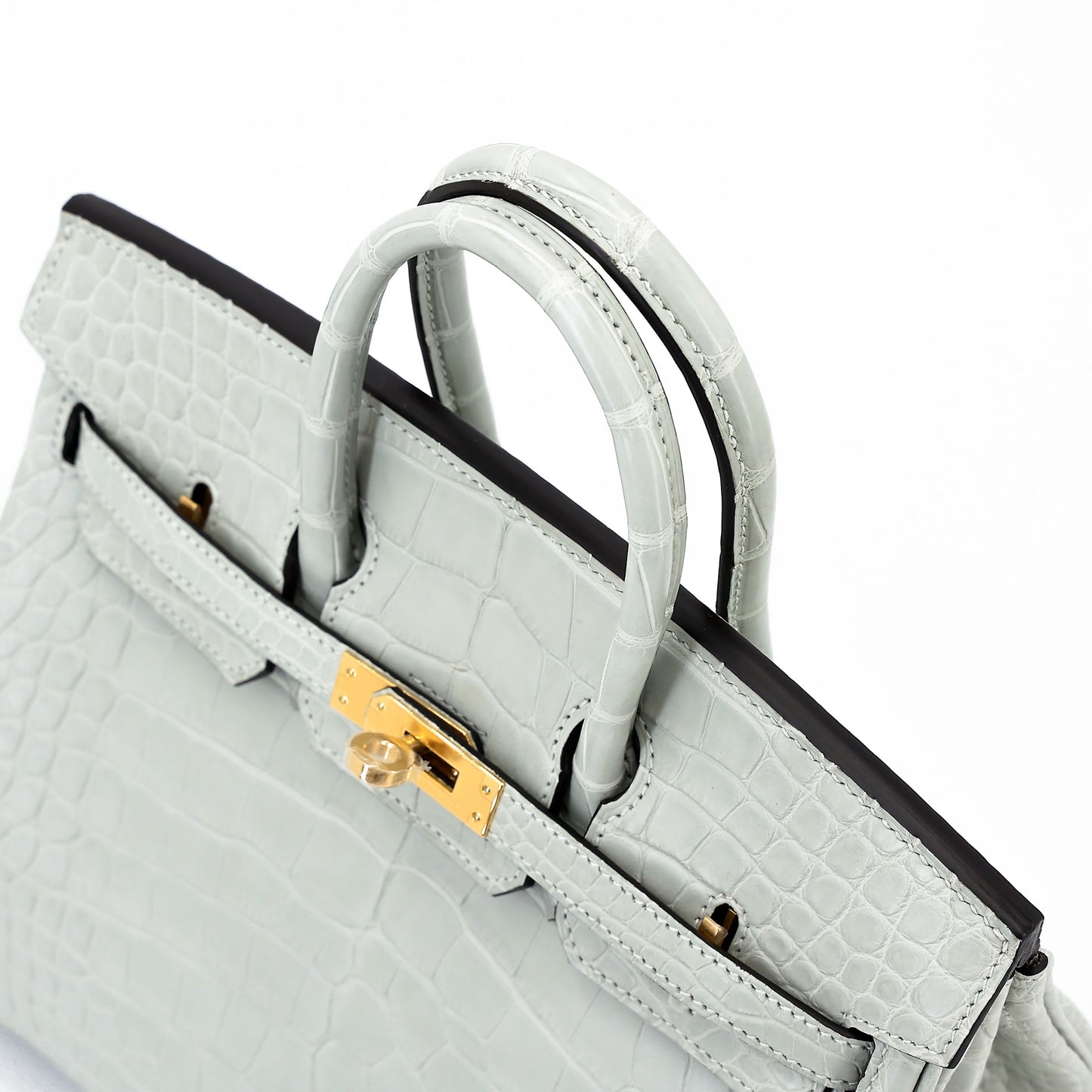 HERMÈS Birkin 25 Gris Neve (0W) Matte Alligator Gold hardware K (2025)