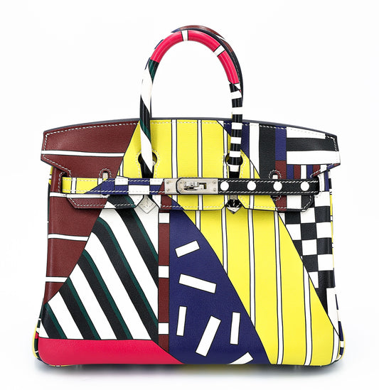 HERMÈS Limited Edition Birkin 25 One Two Three and Away We Go Multi-color Swift Palladium hardware D (2019)