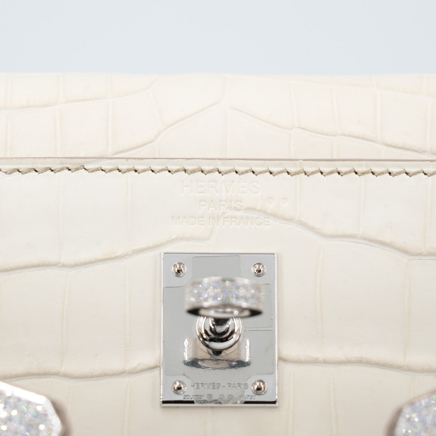 HERMÈS Limited Edition Kelly 25 Himalaya Matte Niloticus Crocodile Diamond White Gold hardware Z (2021)