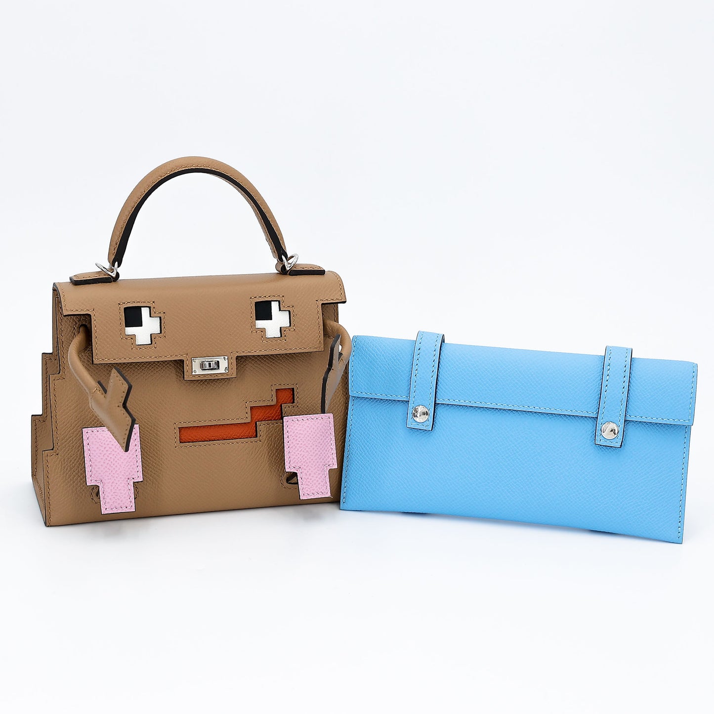 HERMÈS Limited Edition Kelly Doll Picto Chai (0M) Mauve Sylvestre (X9) Celeste (7N) Terre Battue (R1) Epsom Palladium hardware B (2023)