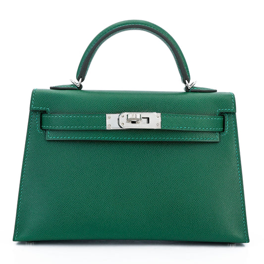 HERMÈS Mini Kelly II Vert Moyen (65) Madame Palladium hardware W (2024)