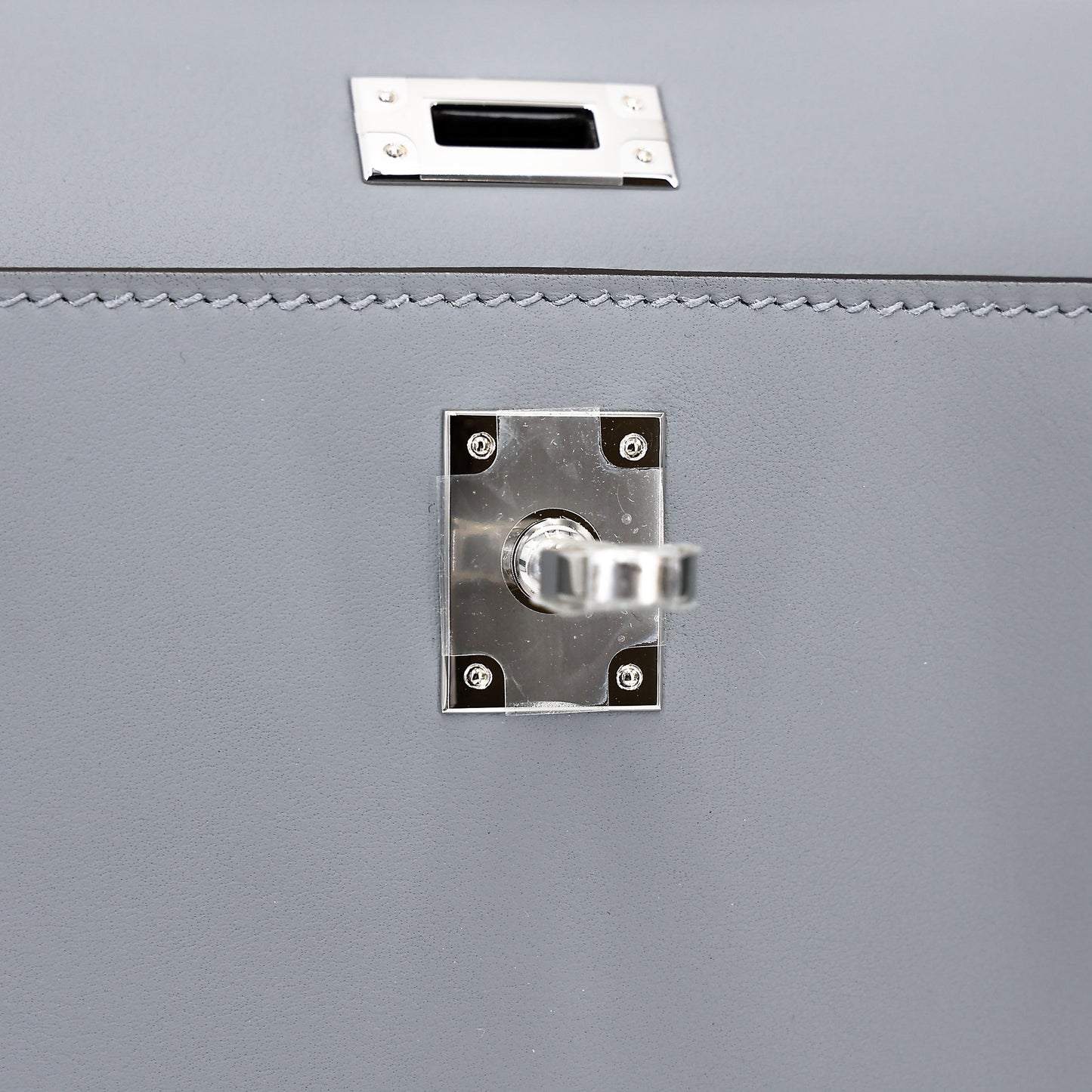 HERMÈS Kelly Pochette Gris Pantin (P0) Swift Palladium hardware K (2025)