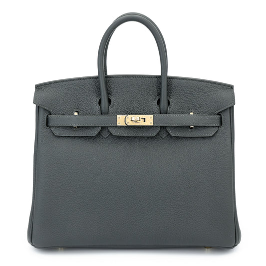HERMÈS Birkin 25 Vert Mangrove (Q0) Togo Permabrass hardware K (2025)