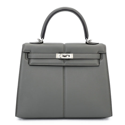 HERMÈS Limited Edition Kelly 25 Padded Sellier Gris Meyer (0L) Swift Palladium hardware B (2023)